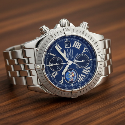 BREITLING Chronomat Evolution Blue Impulse Mens Watch A13356 Polished