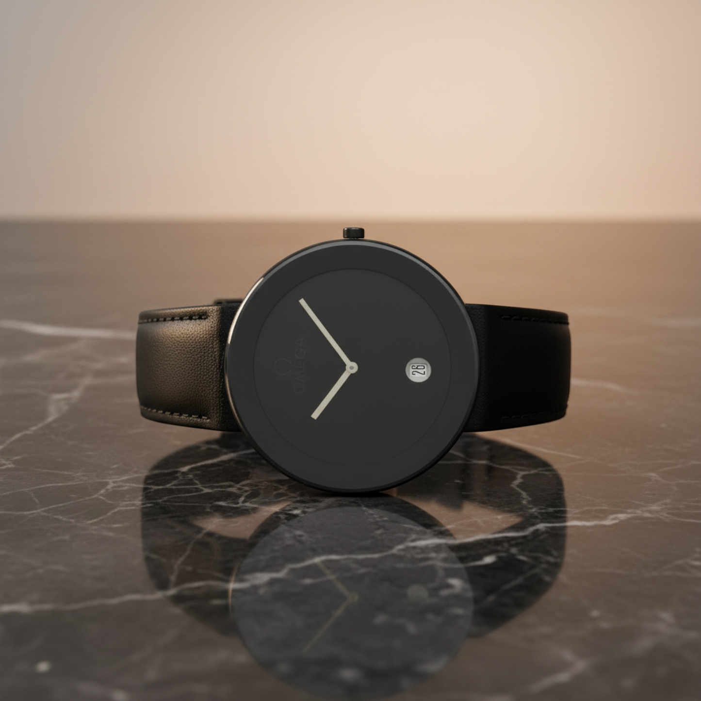OMEGA Art Collection Ceramic Leather Quartz Mens Watch