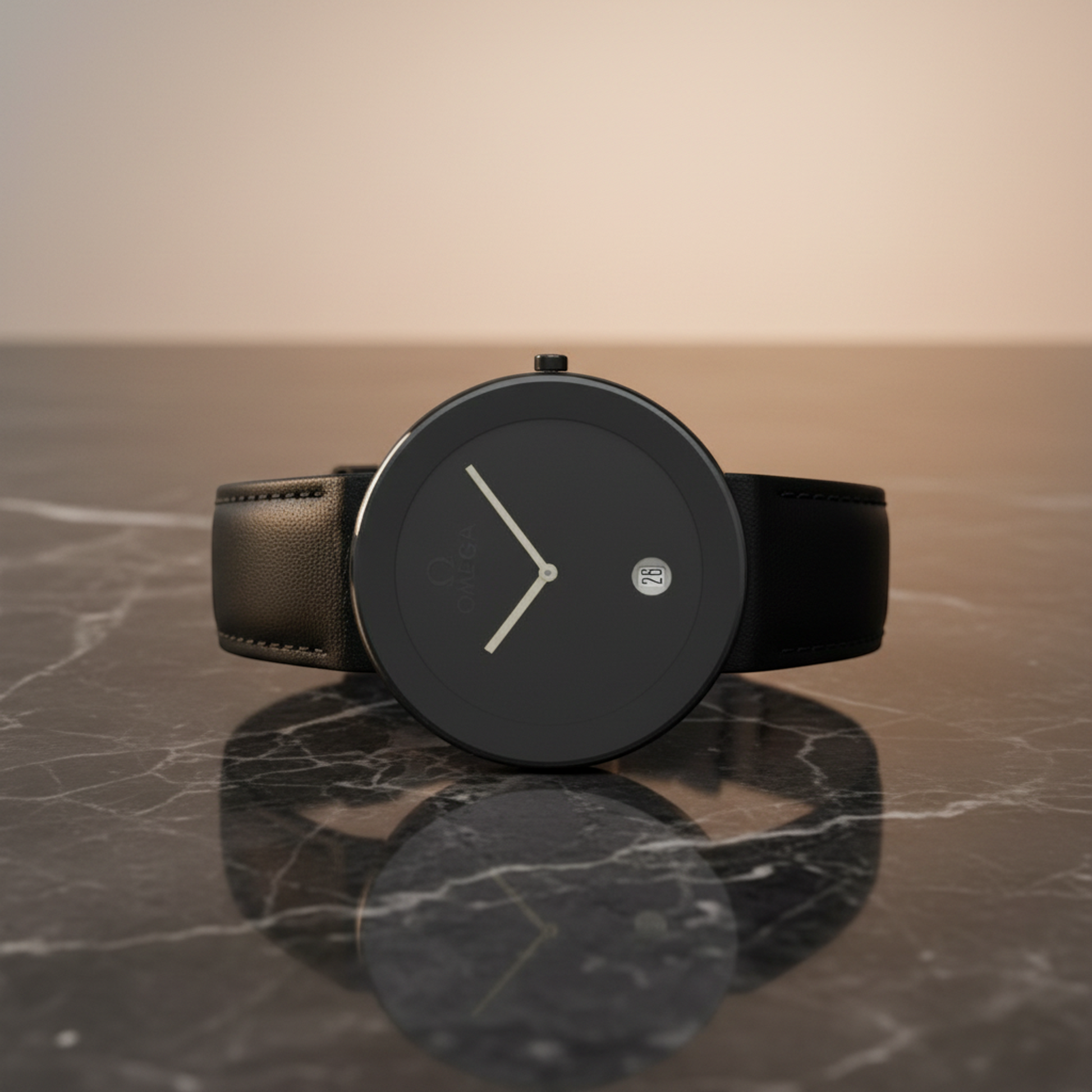 OMEGA Art Collection Ceramic Leather Quartz Mens Watch