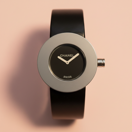 CHANEL La Ronde Steel Leather Quartz Ladies Watch H0579 Polished