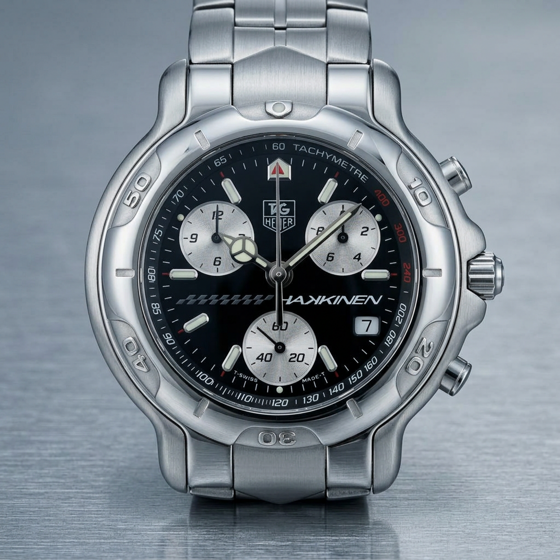 TAG HEUER 6000 Chronograph Mika Hakkinen Limited Watch CH1114 Polished