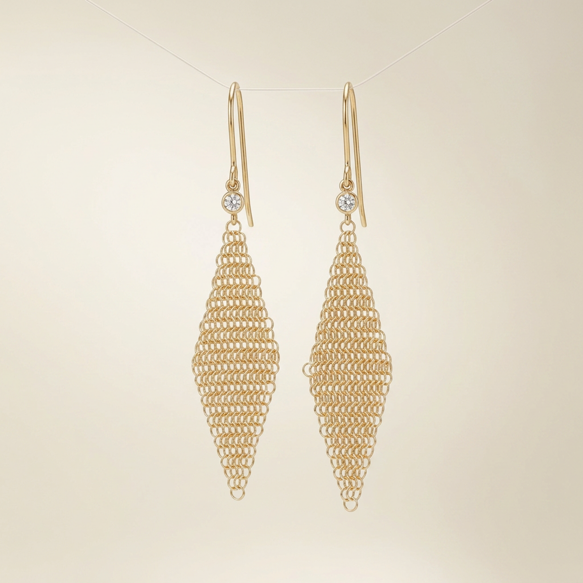 Tiffany Elsa Peretti Mesh Earrings Diamond Pink Gold (18K) Drop Earrings Pink Gold