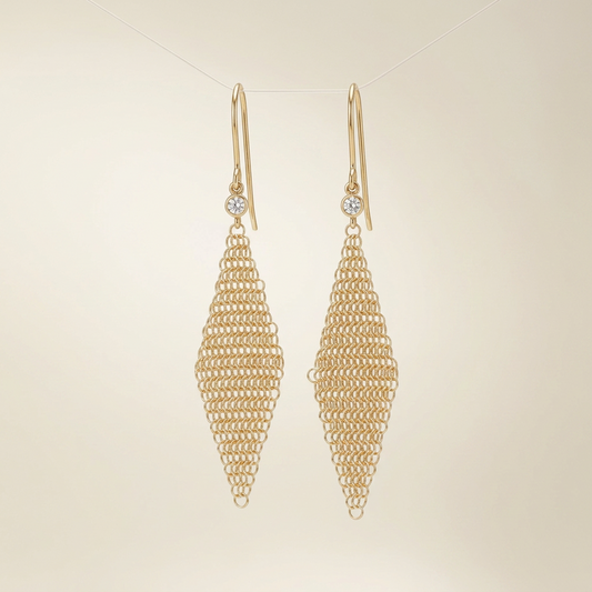 Tiffany Elsa Peretti Mesh Earrings Diamond Pink Gold (18K) Drop Earrings Pink Gold