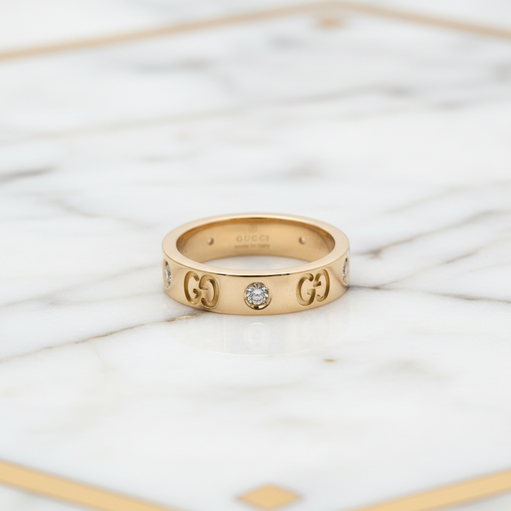 Gucci Icon Diamond Ring Pink Gold (18K) Fashion Diamond Band Ring Pink Gold