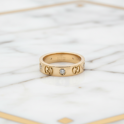 Gucci Icon Diamond Ring Pink Gold (18K) Fashion Diamond Band Ring Pink Gold