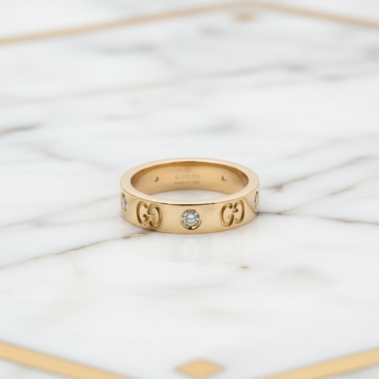 Gucci Icon Diamond Ring Pink Gold (18K) Fashion Diamond Band Ring Pink Gold