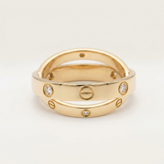 Cartier Be Love Diamond Ring Pink Gold (18K),White Gold (18K) Fashion Diamond Band Ring Silver,Pink Gold