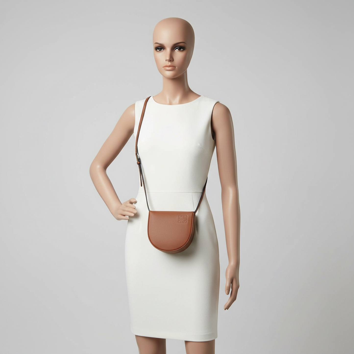 Loewe HEEL POUCH SMALL Women's Leather Shoulder Bag Brown