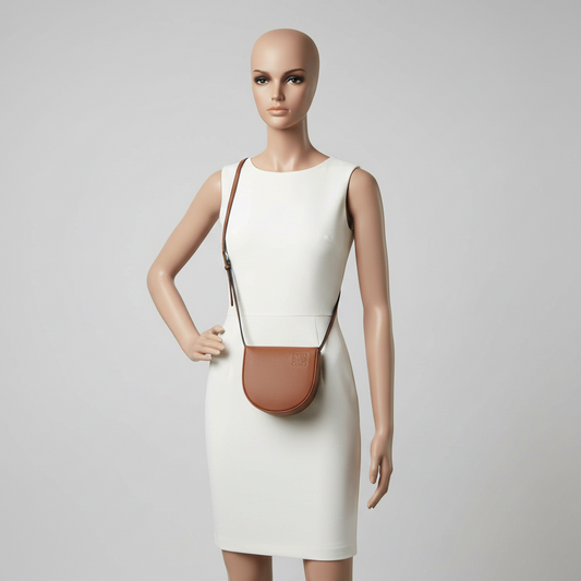 Loewe HEEL POUCH SMALL Women's Leather Shoulder Bag Brown