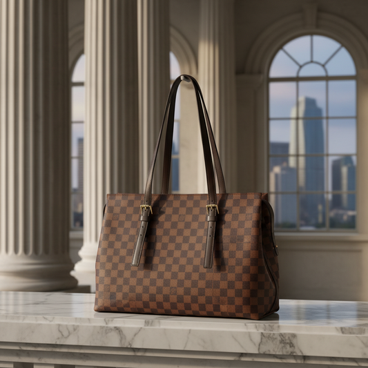 Louis Vuitton Damier Chelsea N51119 Women's Shoulder Bag Brown,Ebene