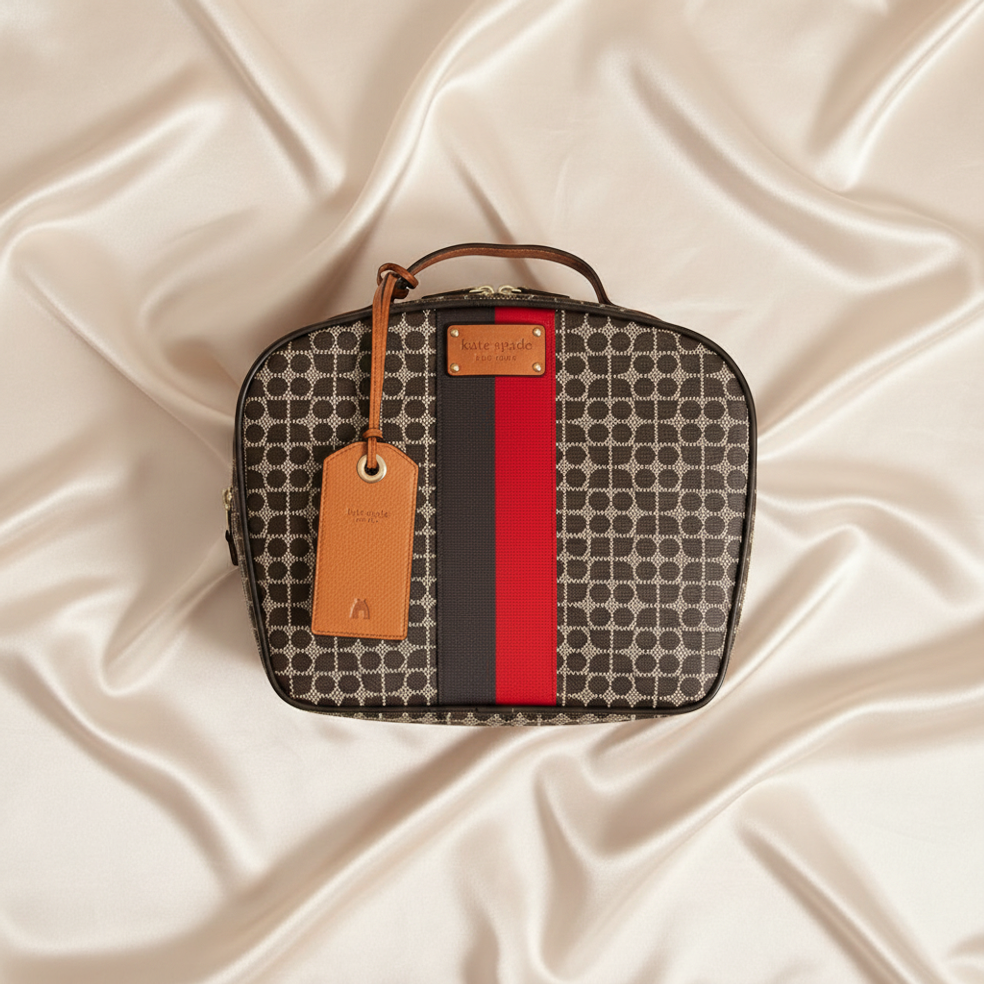 Kate Spade Classic Noel Travel Bag Women's Nylon Canvas,Leather Handbag Brown