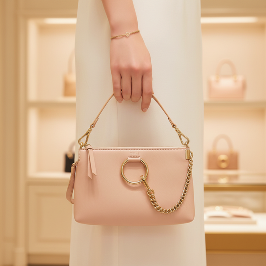 Chloé FAYE Small Zipped CHC21AS414F17284 Women's Leather Shoulder Bag Pale Orange