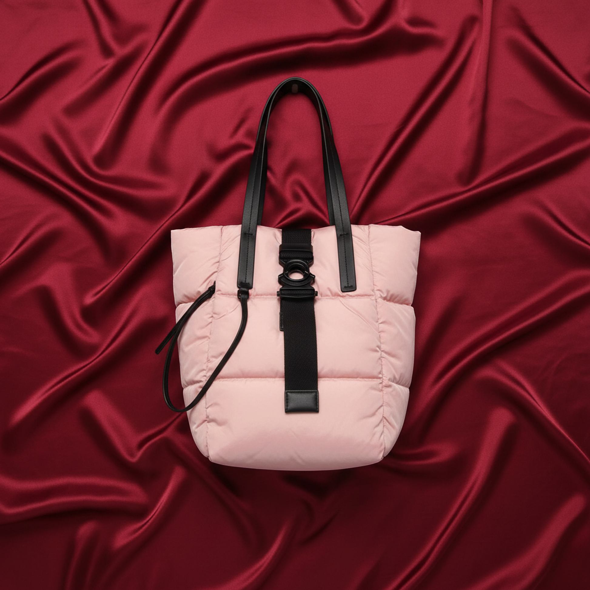 Moncler XANDER Tote Small H209B5D00002 Women's Nylon,Down Tote Bag Black,Pink