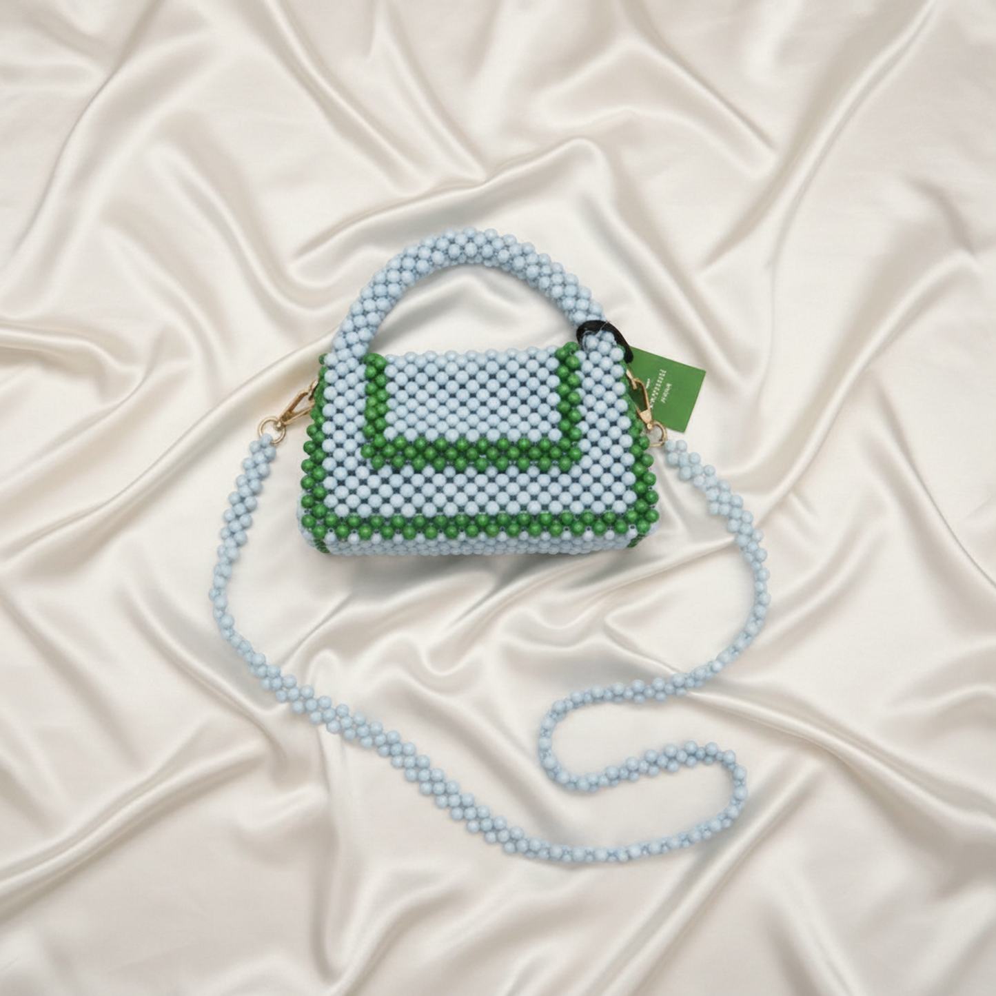 Kate Spade Kate Spade X Target Colorblock Beaded Crossbody Bag Women's Plastic Handbag,Shoulder Bag Green,Light Blue