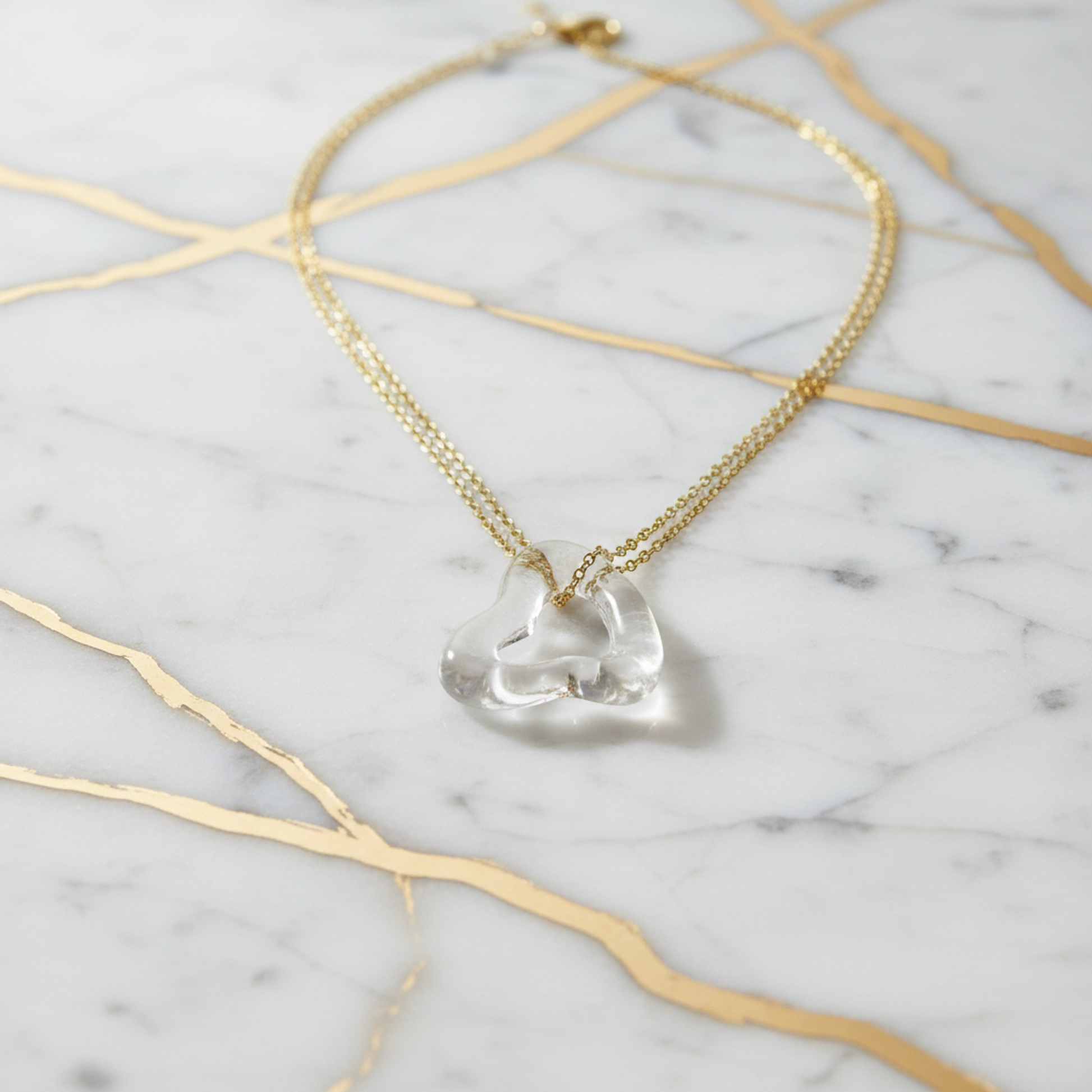 Tiffany Open Heart Lock Crystal Necklace Yellow Gold (18K) Crystal Men,Women Fashion Pendant Necklace (Gold)