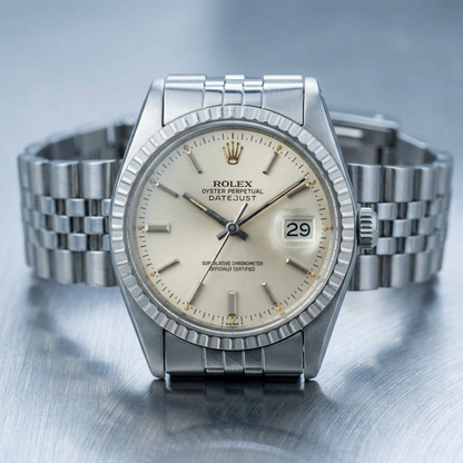 ROLEX Datejust 18K White Gold Steel Automatic Mens Watch 16030 Polished