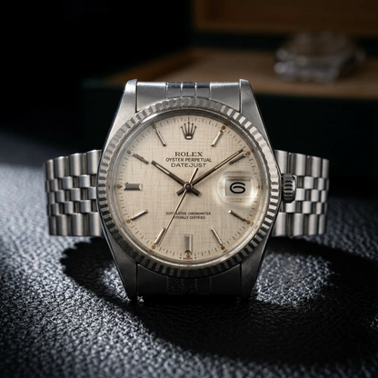 ROLEX Datejust 18K White Gold Steel Automatic Mens Watch 16014 Polished