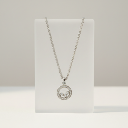 Chopard Happy Diamond Necklace 79/3957 White Gold (18K) Diamond Men,Women Fashion Pendant Necklace (Silver)