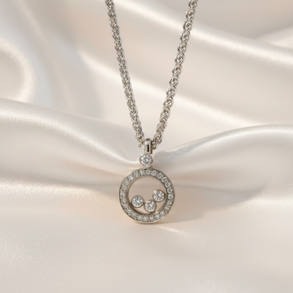 Chopard Happy Diamond Necklace 79/3957 White Gold (18K) Diamond Men,Women Fashion Pendant Necklace (Silver)