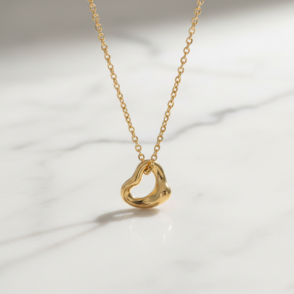 Tiffany Open Heart Necklace Extra Mini Pink Gold (18K) No Stone Men,Women Fashion Pendant Necklace (Pink Gold)