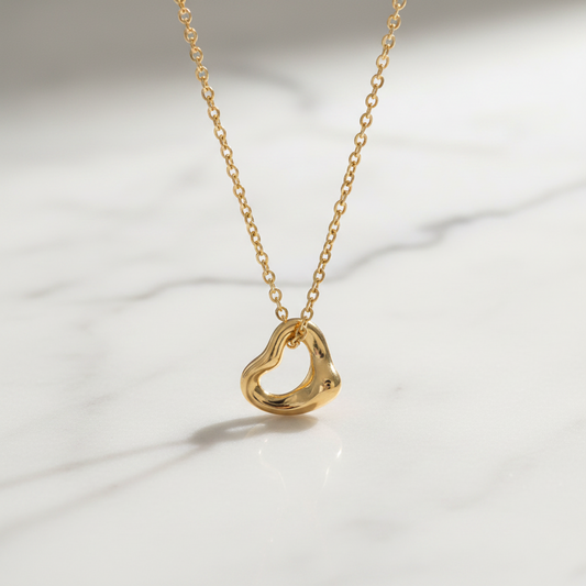 Tiffany Open Heart Necklace Extra Mini Pink Gold (18K) No Stone Men,Women Fashion Pendant Necklace (Pink Gold)