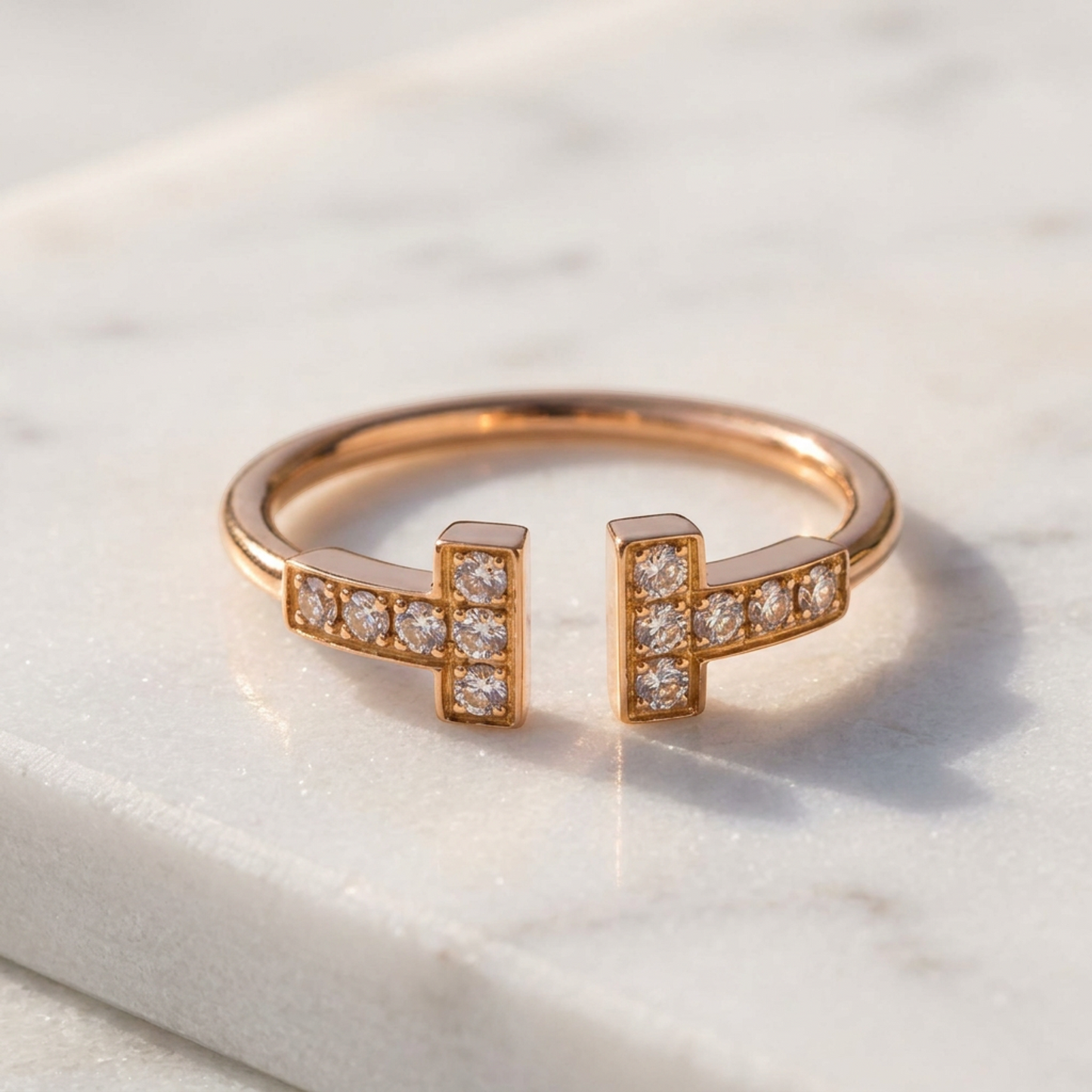 Tiffany T-wire Ring With Diamond Pink Gold (18K) Fashion Diamond Band Ring Pink Gold