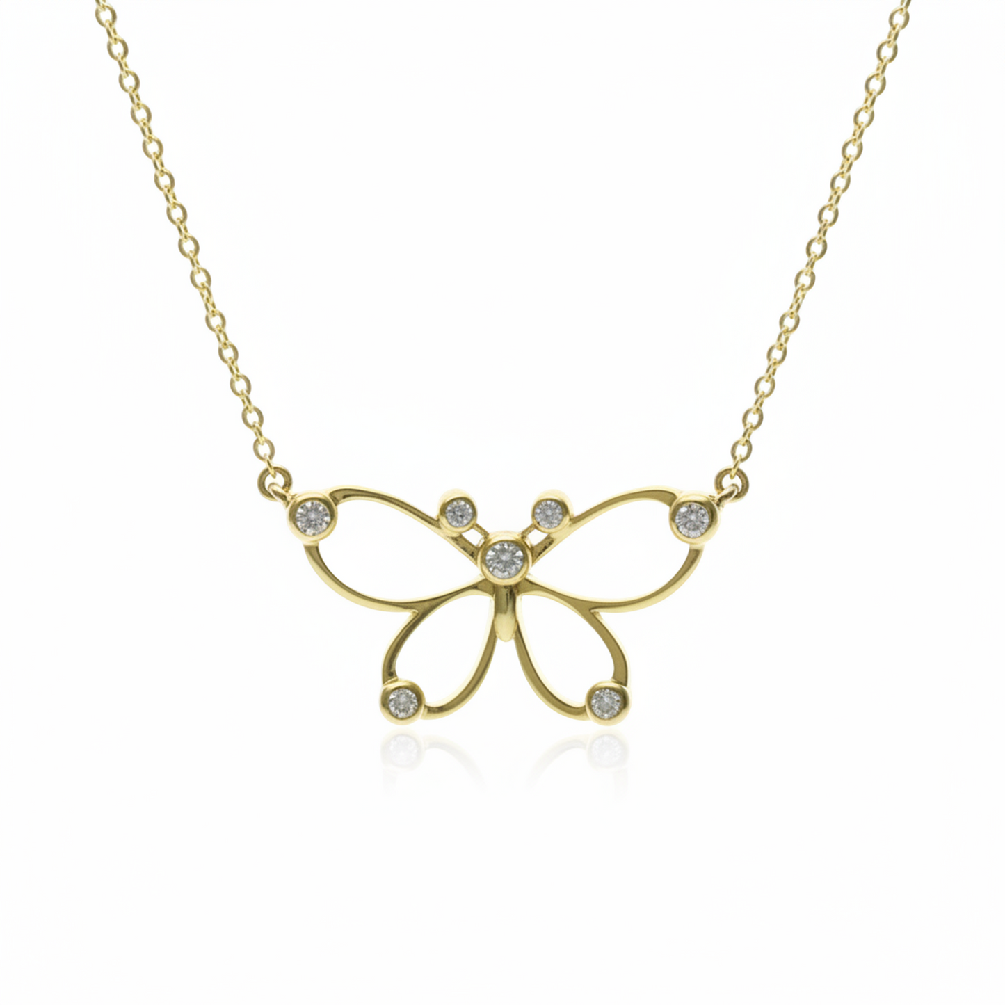 Tiffany Butterfly Diamond Necklace Yellow Gold (18K) Diamond Women,Men Fashion Pendant Necklace (Gold)