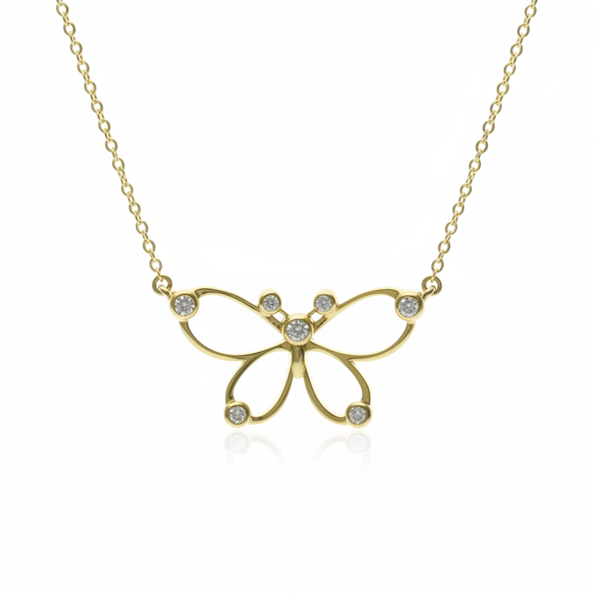 Tiffany Butterfly Diamond Necklace Yellow Gold (18K) Diamond Women,Men Fashion Pendant Necklace (Gold)