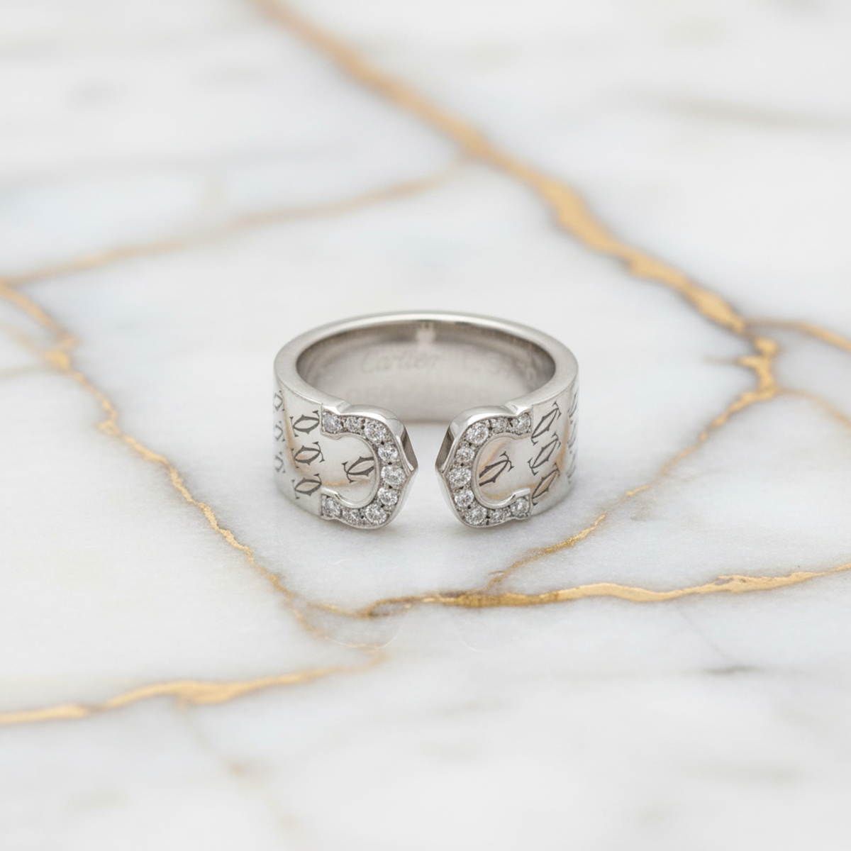Cartier C2 Diamond Ring White Gold (18K) Fashion Diamond Band Ring Silver