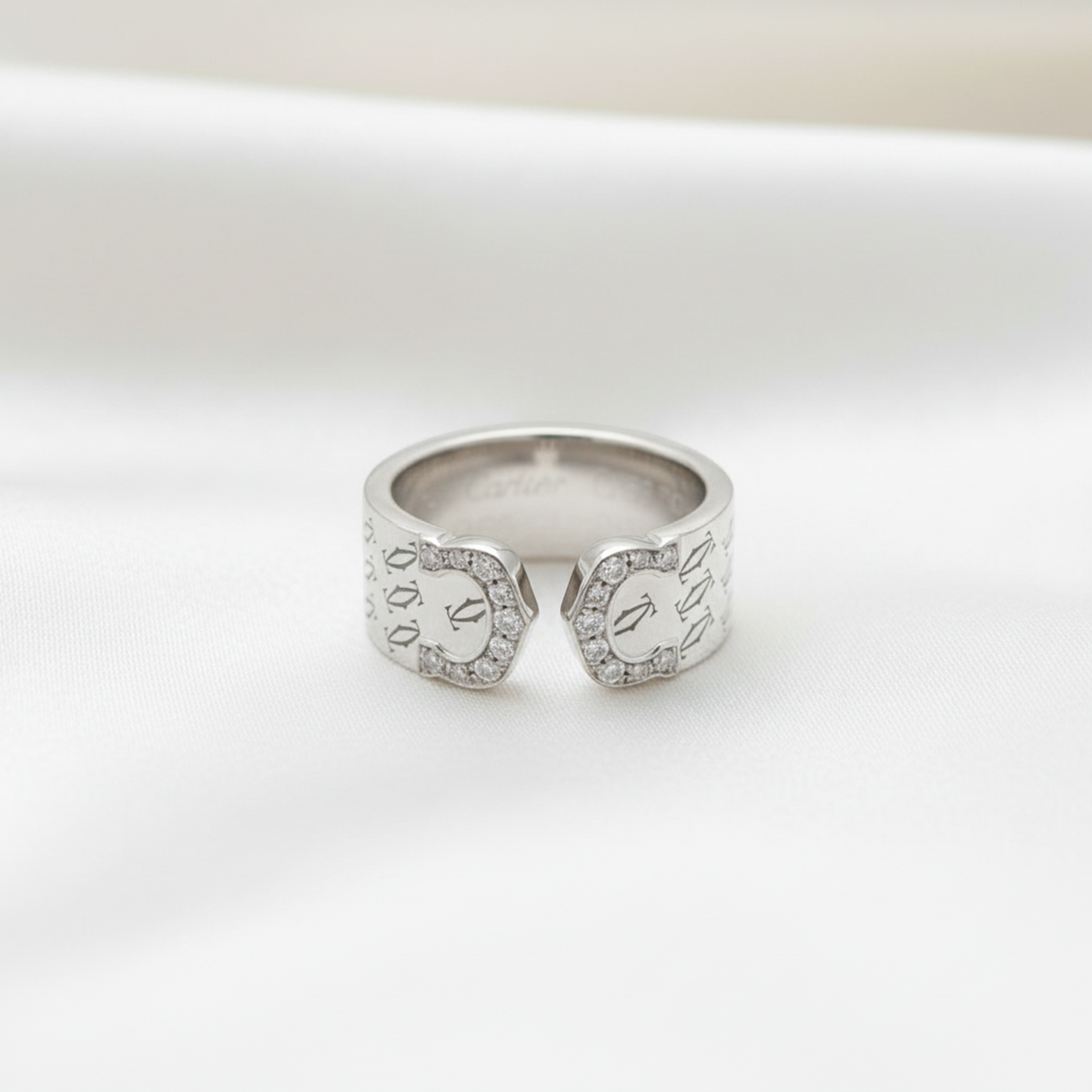 Cartier C2 Diamond Ring White Gold (18K) Fashion Diamond Band Ring Silver