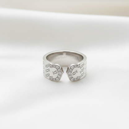 Cartier C2 Diamond Ring White Gold (18K) Fashion Diamond Band Ring Silver