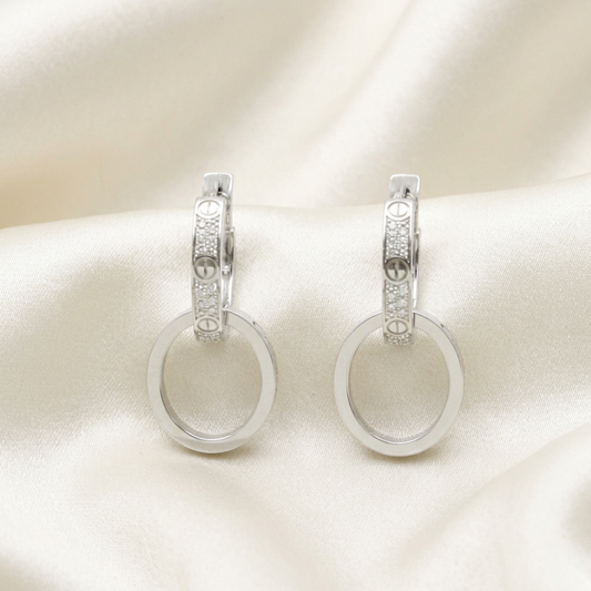 Cartier Love Earrings Multi-Wear Semi-Pavé N8515242 Diamond White Gold (18K) Drop Earrings Silver