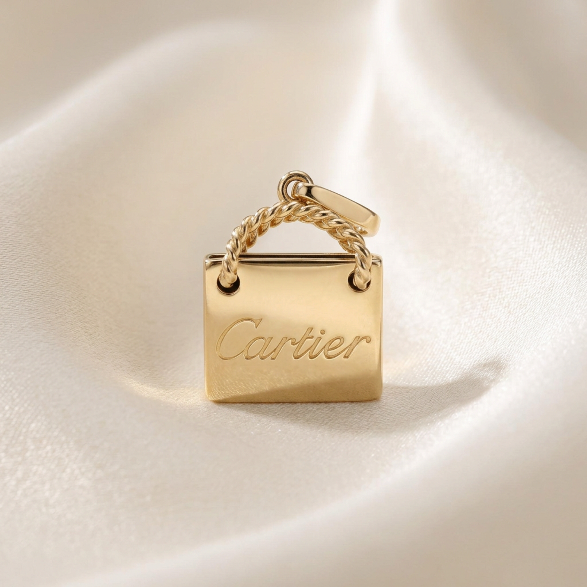Cartier Shopping Bag Charm Pink Gold (18K) No Stone Men,Women Fashion Pendant Necklace (Pink Gold)