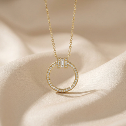 Tiffany Tiffany T Circle Diamond Necklace Yellow Gold (18K) Diamond Women,Men Fashion Pendant Necklace (Gold)