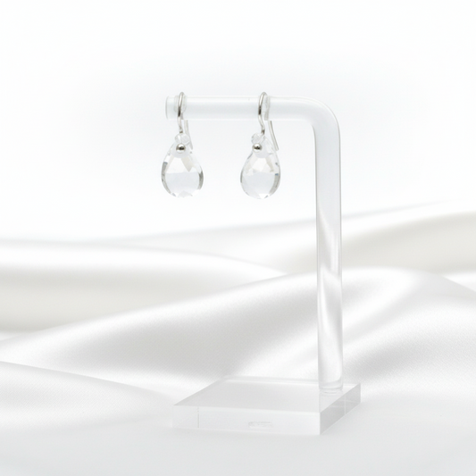 Tiffany Teardrop Crystal Earrings Crystal White Gold (18K) Drop Earrings Silver