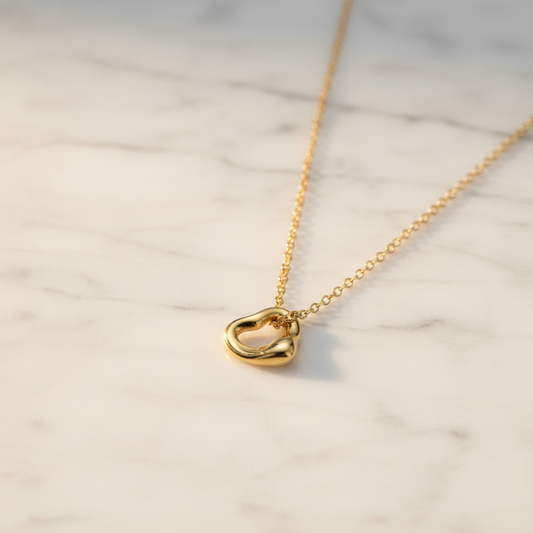 Tiffany Open Heart Yellow Gold (18K) No Stone Men,Women Fashion Pendant Necklace (Gold)
