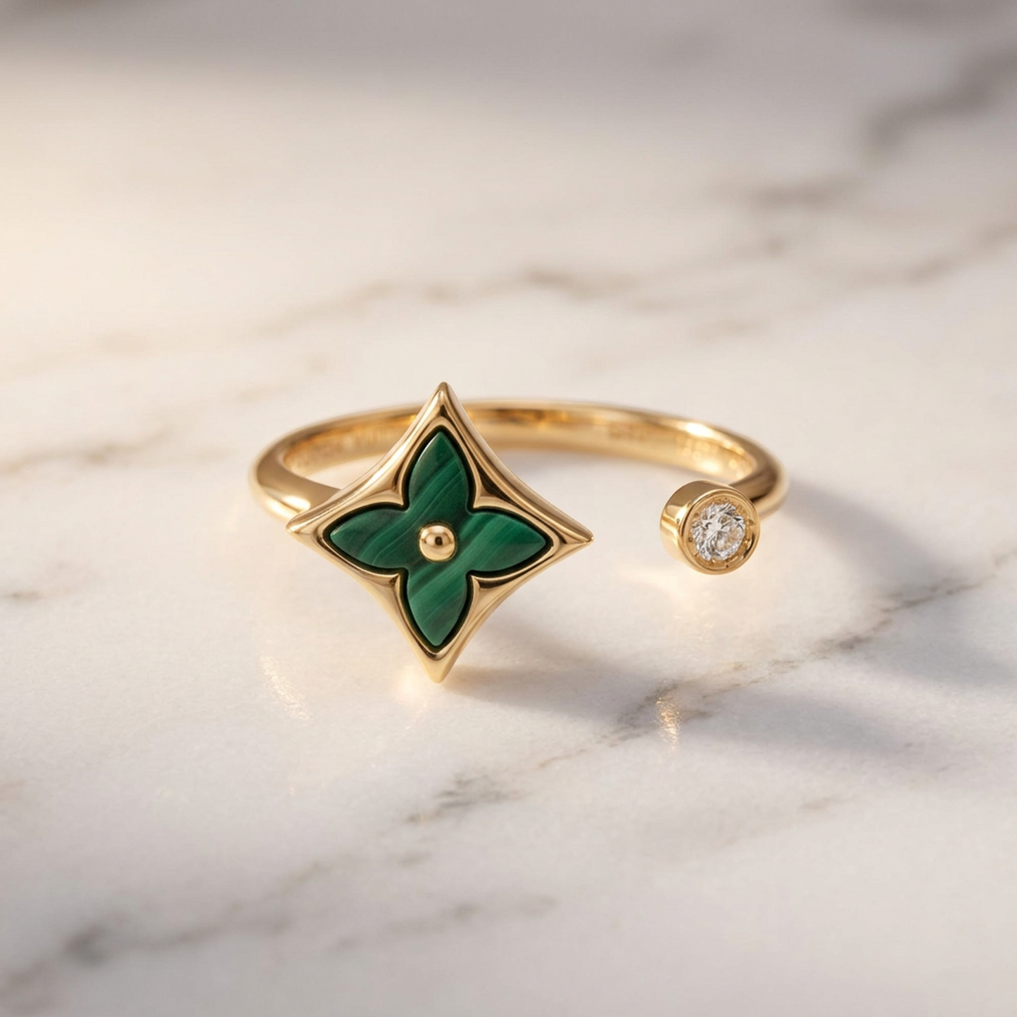 Louis Vuitton Color Blossom Star Mini Ring Q9S81H Pink Gold (18K) Fashion Diamond,Malachite Band Ring Pink Gold