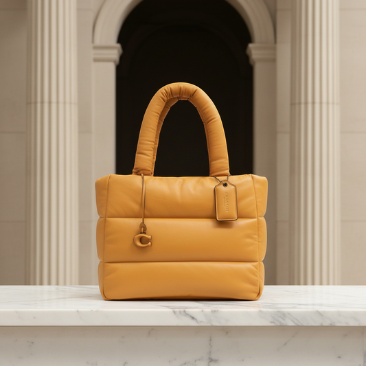 Coach Pillow Tote CE722 Women's Leather Tote Bag Yellow