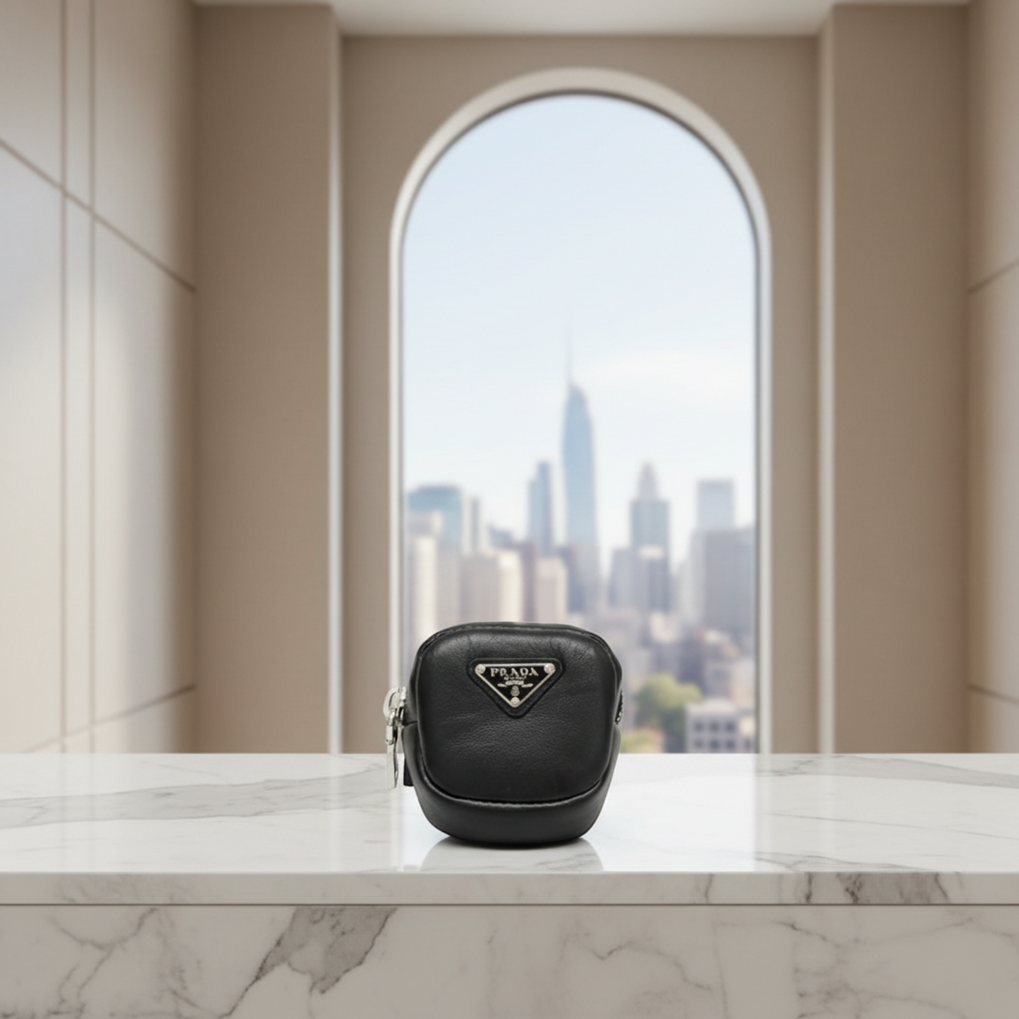 Prada Belt Pouch 1TT137 Women,Men Leather Pouch Black