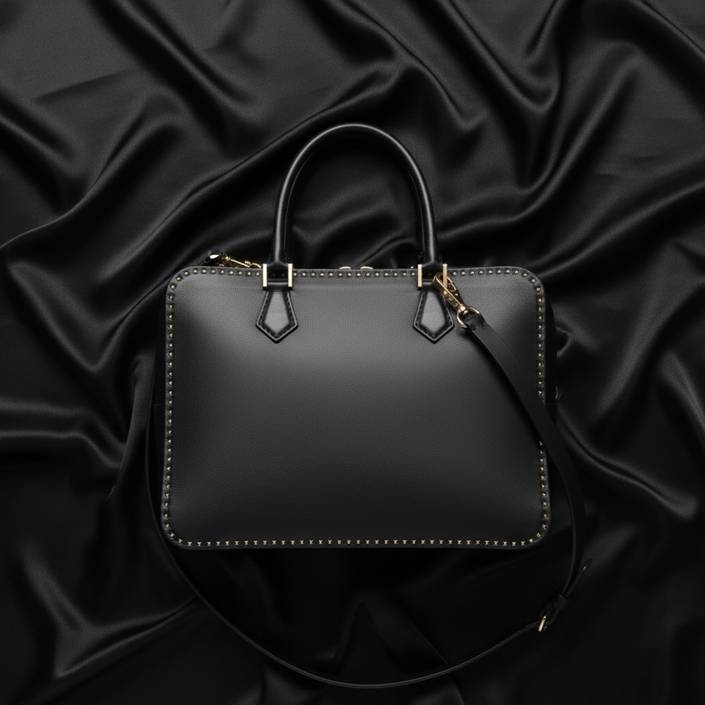 Valentino Garavani Lockstuds Women's Leather Handbag,Shoulder Bag Black
