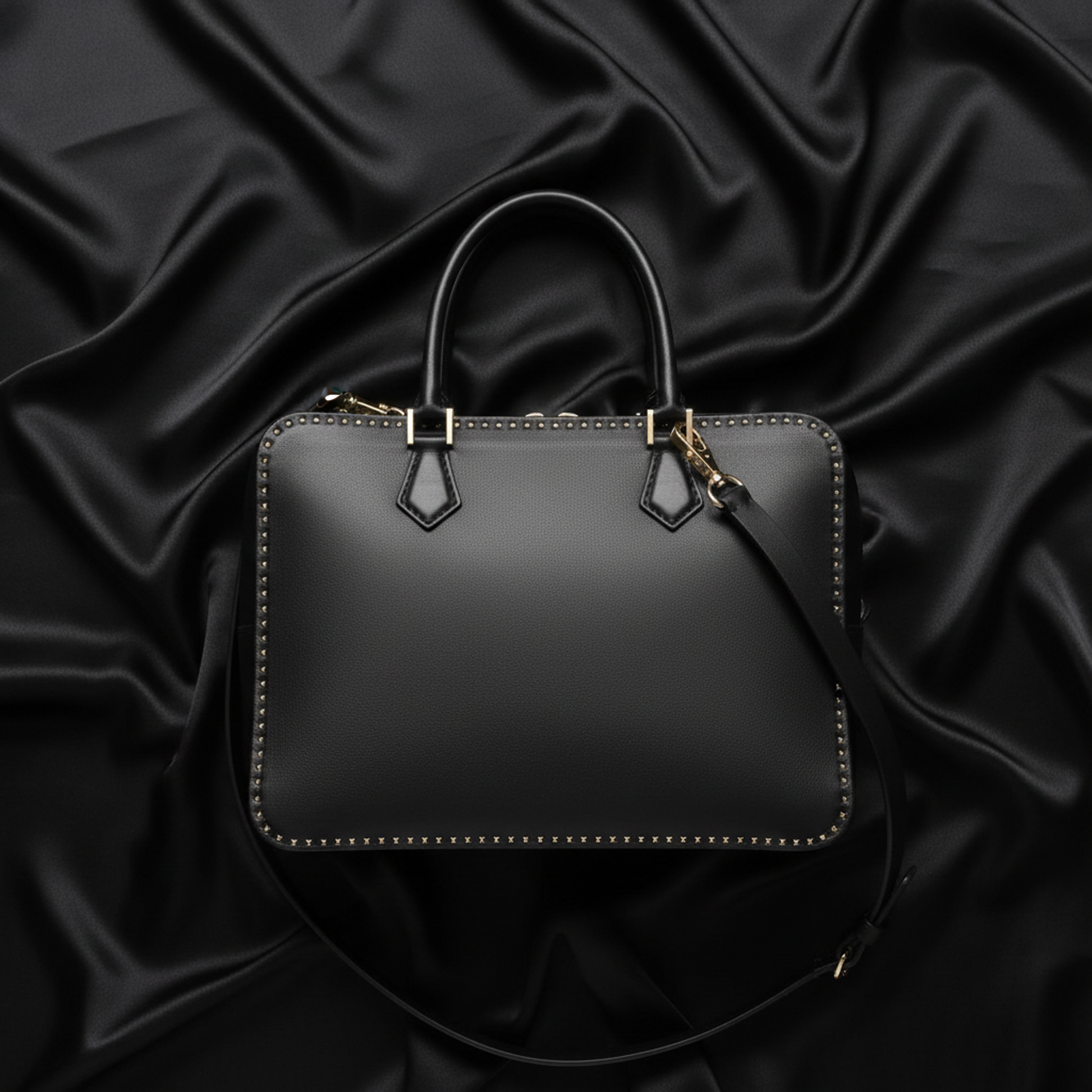 Valentino Garavani Lockstuds Women's Leather Handbag,Shoulder Bag Black
