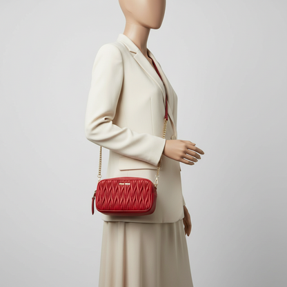 Miu Miu Matelasse Chain Shoulder Mini Bag Women's Leather Pouch,Shoulder Bag Red Color