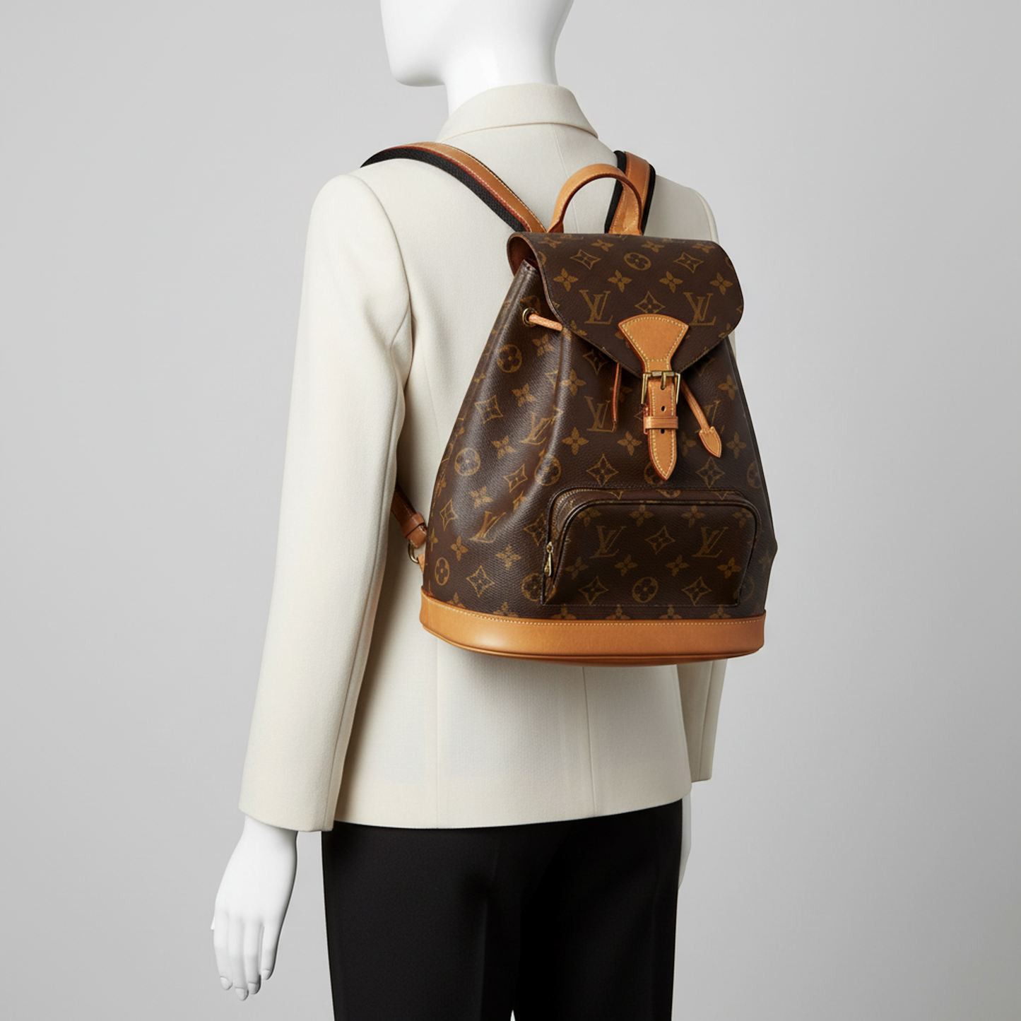 Louis Vuitton Monogram Montsouris MM M51136 Women's Backpack Brown