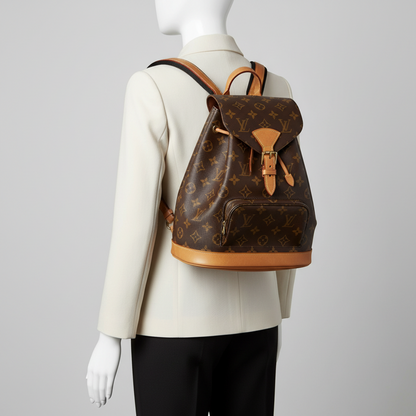Louis Vuitton Monogram Montsouris MM M51136 Women's Backpack Brown