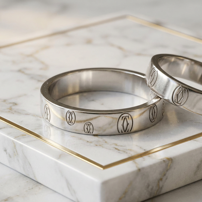Cartier Happy Birthday White Gold (18K) Fashion Diamond Band Ring Silver