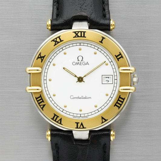 OMEGA Constellation Date 18K Gold Steel Mens Watch 196.0360 Polished