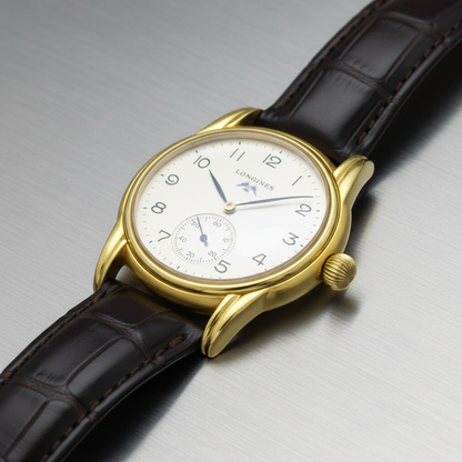 LONGINES Gold Plated Leather Hand-Winding Mens Watch L4.659.2
