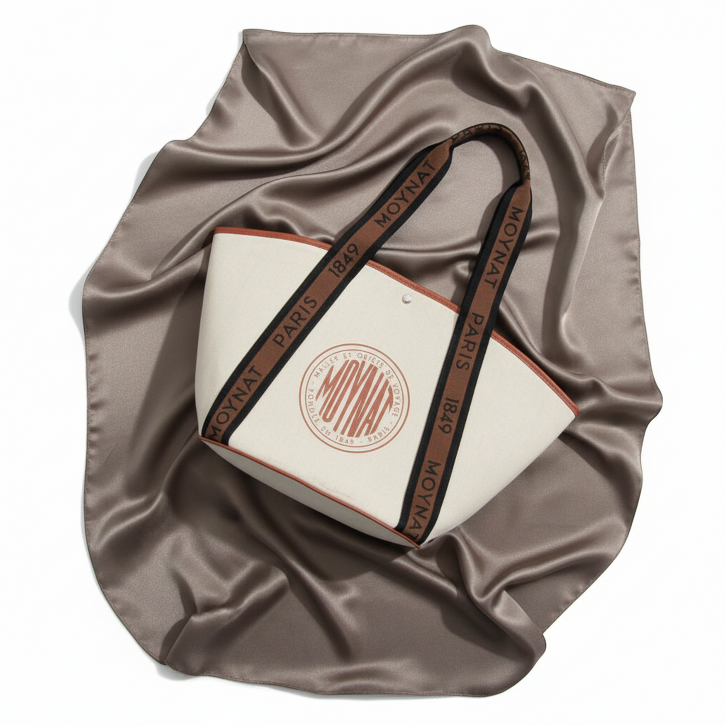 Moynat Women's Leather,Canvas Tote Bag Brown,Light Beige