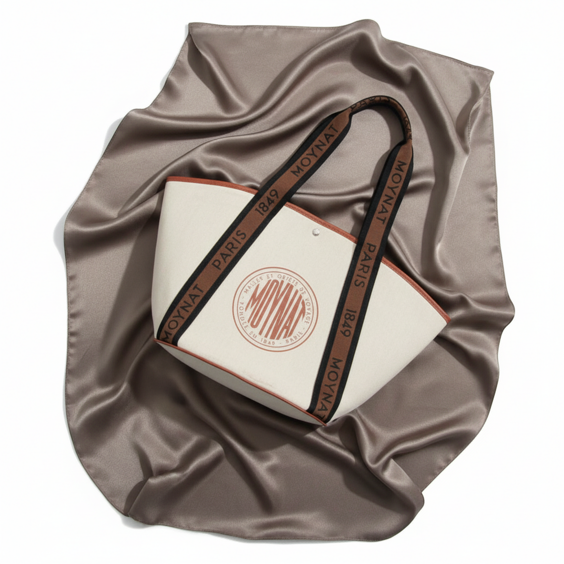 Moynat Women's Leather,Canvas Tote Bag Brown,Light Beige