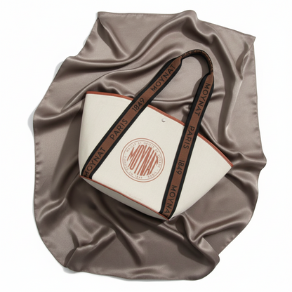 Moynat Women's Leather,Canvas Tote Bag Brown,Light Beige